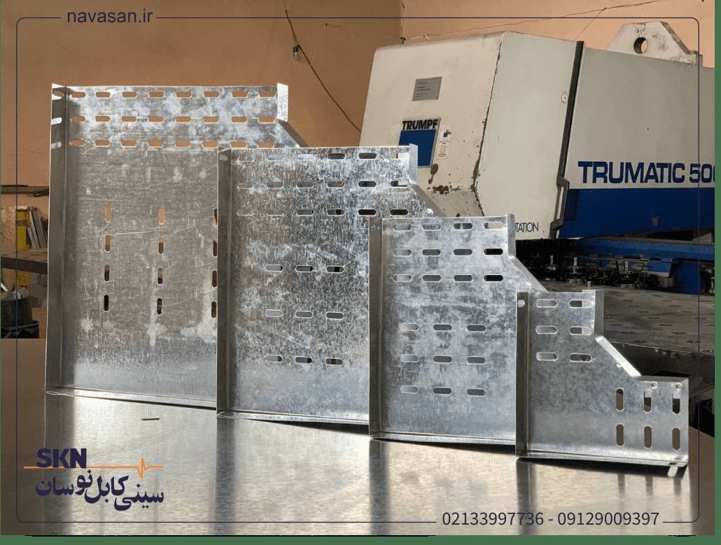 زانو 90 درجه افقی سینی کابل گالوانیزه عرض 10 سانت و 20 سانت و 30 سانت و 40 سانت