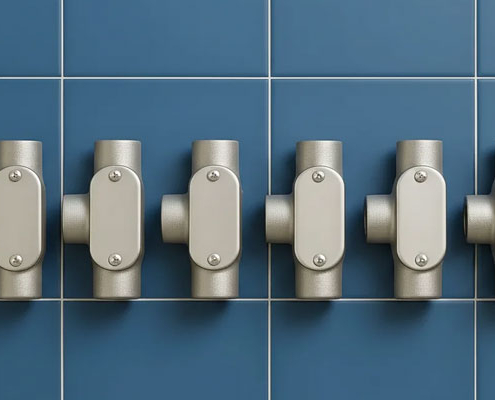 سه راهی درب دار لوله فولادی برق